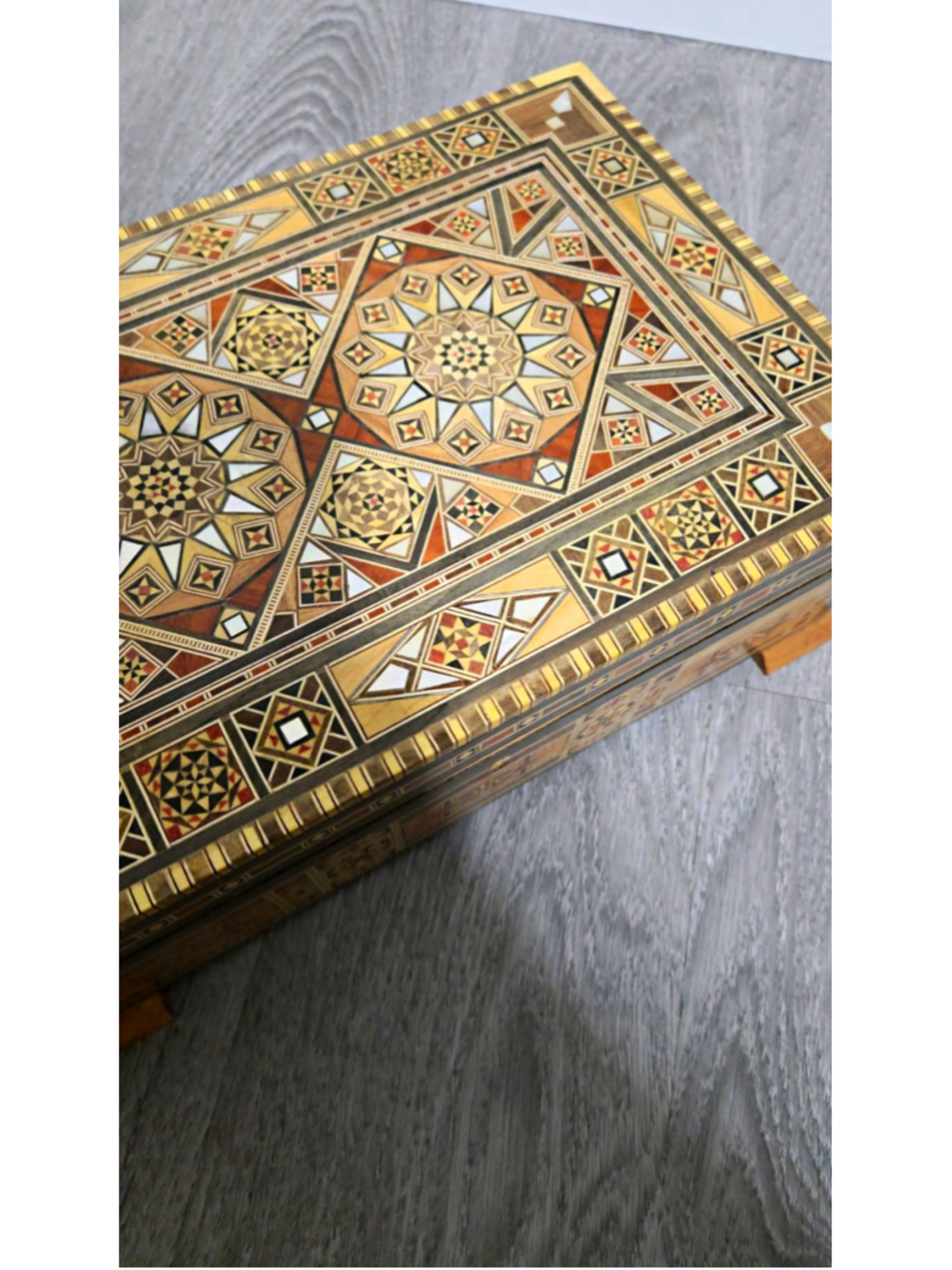 Luxury Handmade Mosaic Jewelry Box Double Layer Mother of Pearl Inlay 30x20cm